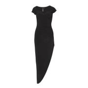 Zwarte Asymmetrische Jurk Hart Halslijn Norma Kamali , Black , Dames