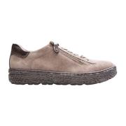 Taupe Suède Sneakers met Versterkte Hiel Hartjes , Beige , Dames