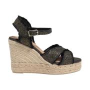 Zwarte Bromelia Sleehak Sandalen Castañer , Black , Dames