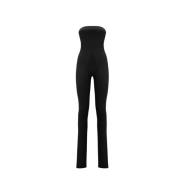 Zwarte Bandeau Jumpsuit met Rits The Attico , Black , Dames