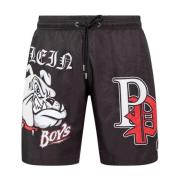 Zwarte Bulldog Zwembroek Philipp Plein , Black , Heren