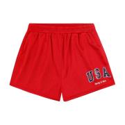 Rode Mesh Shorts Sporty & Rich , Red , Dames