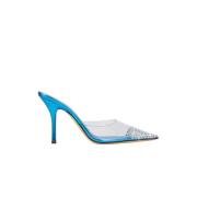 Blauwe Kristal PVC Hoge Hak Muiltjes Paris Texas , Blue , Dames