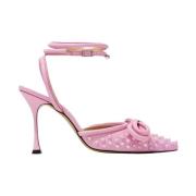 Roze leren strik stiletto hakken Mach & Mach , Pink , Dames