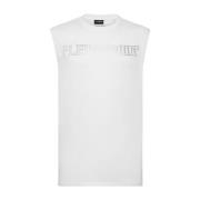 Wit Mouwloos T-shirt met Tijger Grafisch Plein Sport , White , Heren