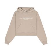 Beige Cropped Hoodie met Logo Print Sporty & Rich , Beige , Dames