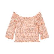 Retro Oranje Geruite Gerimpelde Top Kenzo , Pink , Dames