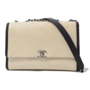 Pre-owned Leather chanel-bags Chanel Vintage , Beige , Dames