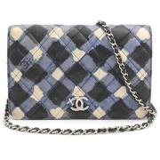 Pre-owned Leather crossbody-bags Chanel Vintage , Blue , Dames