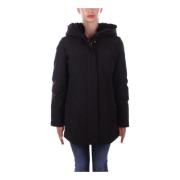 Zwarte jas met capuchon, rits en knopen Woolrich , Black , Dames