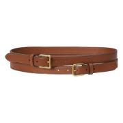 Dubbele gesp leren riem Ralph Lauren , Brown , Dames