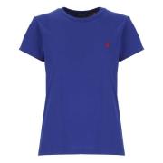 Blauw Katoenen T-shirt met Iconische Pony Ralph Lauren , Blue , Dames