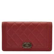 Pre-owned Leather wallets Chanel Vintage , Red , Dames