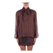 Beige Damesblouse met Banddetail H2O , Brown , Dames