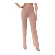 Kristalversierde beige broek Santa Brands , Pink , Dames