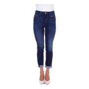 Blauwe Logo Jeans Rits Sluiting Liu Jo , Blue , Dames