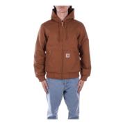 Hooded Logo Front Zipper Jas Carhartt Wip , Brown , Heren