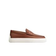 Bruine leren loafers met witte zool Tod's , Brown , Heren