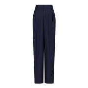 Pinstripe Wijde Pijp Hoge Taille Broek Neo Noir , Blue , Dames