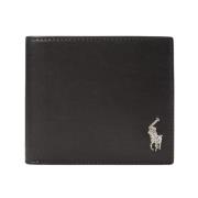 Zwarte leren portemonnee Wimbledon Ralph Lauren , Black , Heren