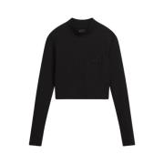 Mock Neck Longsleeve Shirt Vans , Black , Dames