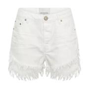 Witte Lage Taille Shorts met Rafels One Teaspoon , White , Dames