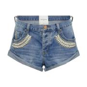 Blauwe Shorts met Lage Taille Losse Pasvorm One Teaspoon , Blue , Dame...