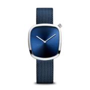 Dames Quartz Roestvrij Staal Zilver-Blauw Milanese Armbandhorloge 1803...