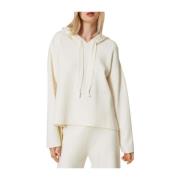 Witte Sweater met Handgemaakte Parel Detail Actitude , White , Dames