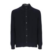 Navy Blauwe Wollen Cardigan met Hoge Kraag Fay , Blue , Heren