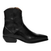 Zwarte leren enkellaars met rits Elia Maurizi , Black , Dames