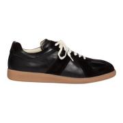 Zwarte leren sneaker met kalfshuid handgemaakt Elia Maurizi , Black , ...