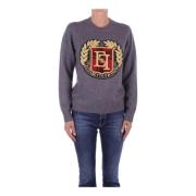 Grijze Sweater met Hoofdlogo Elisabetta Franchi , Gray , Dames