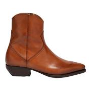 Handgemaakte Cognac Leren Enkellaars Elia Maurizi , Brown , Dames