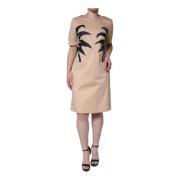 Beige Katoenen A-Lijn Jurk Moschino , Beige , Dames