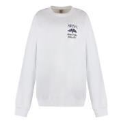 Katoenen Crew-Neck Sweatshirt Geribde Randen Sporty & Rich , White , D...