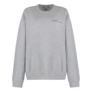 Geribbelde Katoenen Crew-neck Sweatshirt Sporty & Rich , Gray , Dames