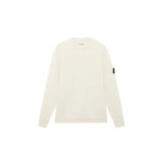 Witte Lamswol Crewneck Gebreid Stone Island , Beige , Heren