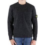 Zwarte Wol Crewneck Trui Stone Island , Black , Heren