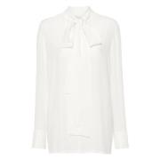 Witte jas met V-hals en sjaal Sportmax , White , Dames