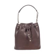 Leren emmer tas met gouden details Orciani , Brown , Dames