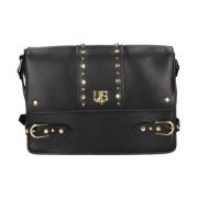 Studded Zwarte Schoudertas met Voorflap Paciotti , Black , Dames