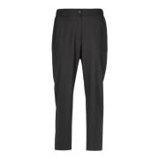 Rechte Twill Broek met Elastische Taille Ottod'Ame , Black , Dames