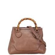 Pre-owned Leather handbags Gucci Vintage , Brown , Dames