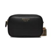 Zwarte Mini Tas met Verstelbare Band en Logo Lettering Emporio Armani ...