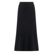 Geribbelde Gebreide Uitlopende Zoom Wollen Rok Calvin Klein , Black , ...