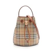 Pre-owned Leather handbags Burberry Vintage , Beige , Dames