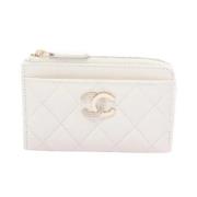 Pre-owned Leather wallets Chanel Vintage , White , Dames