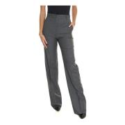 Gestreepte Flanellen Wijde Broek Max Mara Studio , Gray , Dames