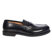 Zwarte Leren College Mocassin Schoen Henderson , Black , Heren